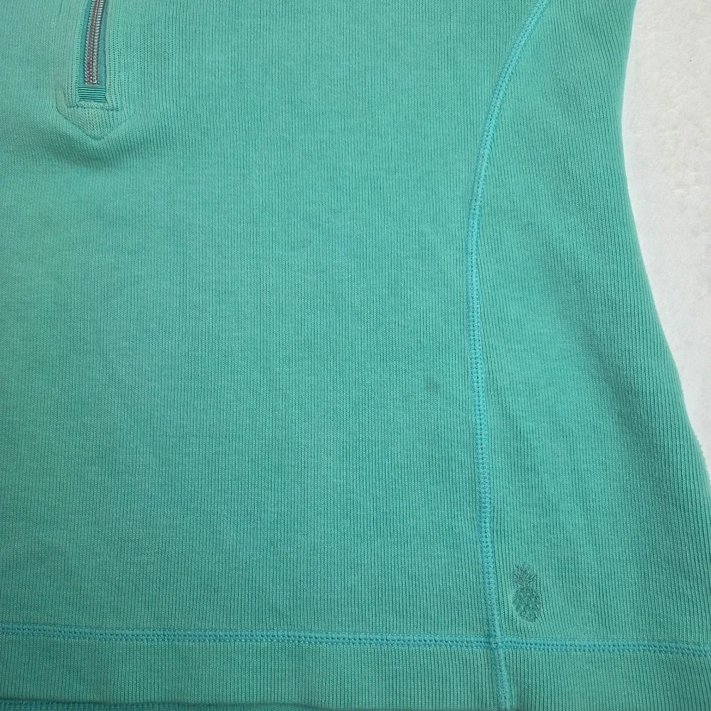 Tommy Bahama Mens XL Teal Quarter Zip Ribbed‎ Pullover Sweater Cotton Blend